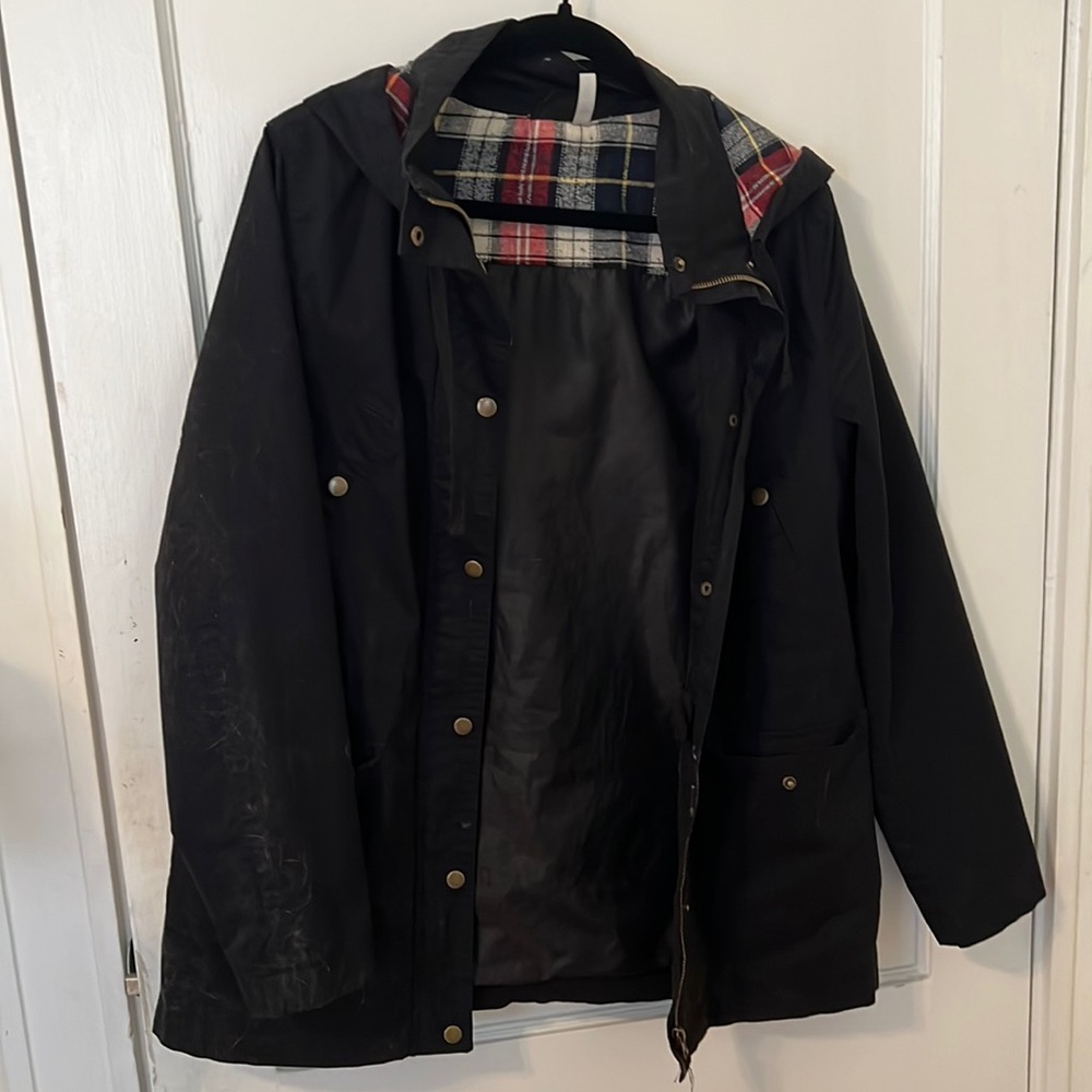 Cute black jacket with cute red plaid detailing